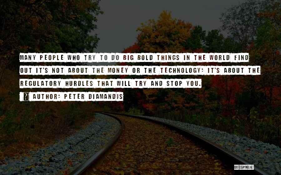 Peter Diamandis Quotes: Many People Who Try To Do Big Bold Things In The World Find Out It's Not About The Money Or