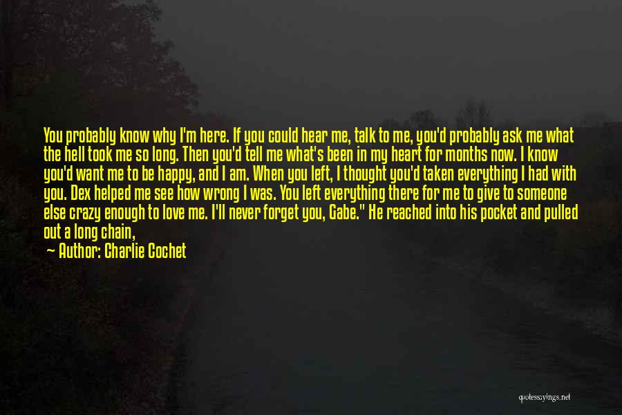 Charlie Cochet Quotes: You Probably Know Why I'm Here. If You Could Hear Me, Talk To Me, You'd Probably Ask Me What The