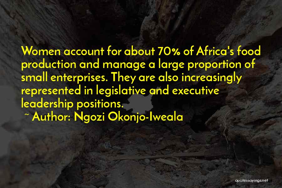 Ngozi Okonjo-Iweala Quotes: Women Account For About 70% Of Africa's Food Production And Manage A Large Proportion Of Small Enterprises. They Are Also