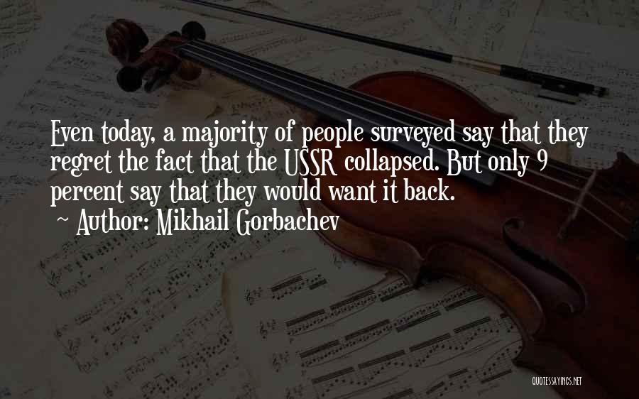 Mikhail Gorbachev Quotes: Even Today, A Majority Of People Surveyed Say That They Regret The Fact That The Ussr Collapsed. But Only 9