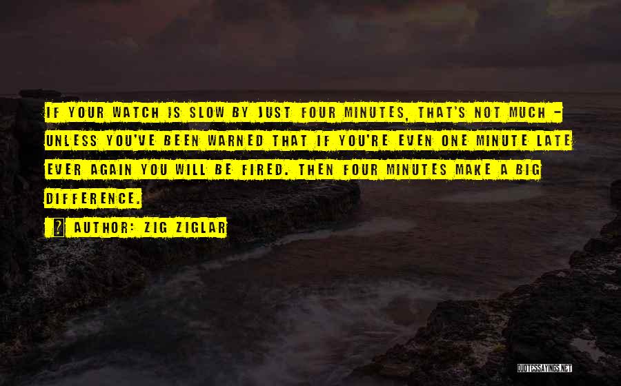 Zig Ziglar Quotes: If Your Watch Is Slow By Just Four Minutes, That's Not Much - Unless You've Been Warned That If You're