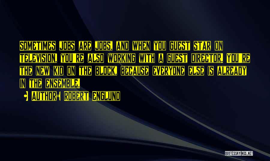 Robert Englund Quotes: Sometimes Jobs Are Jobs, And When You Guest Star On Television, You're Also Working With A Guest Director. You're The