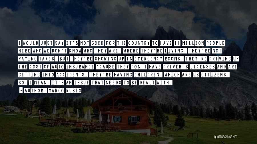 Marco Rubio Quotes: I Would Just Say It's Not Good For The Country To Have 11 Million People Here Who We Don't Know