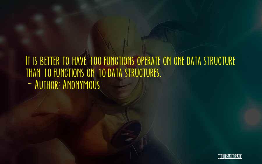 Anonymous Quotes: It Is Better To Have 100 Functions Operate On One Data Structure Than 10 Functions On 10 Data Structures.