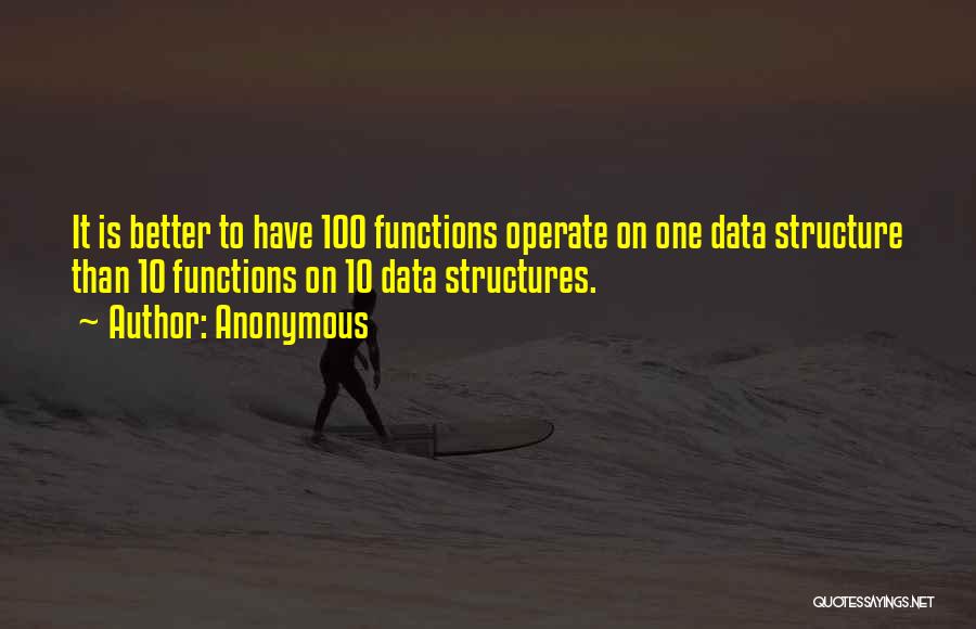 Anonymous Quotes: It Is Better To Have 100 Functions Operate On One Data Structure Than 10 Functions On 10 Data Structures.