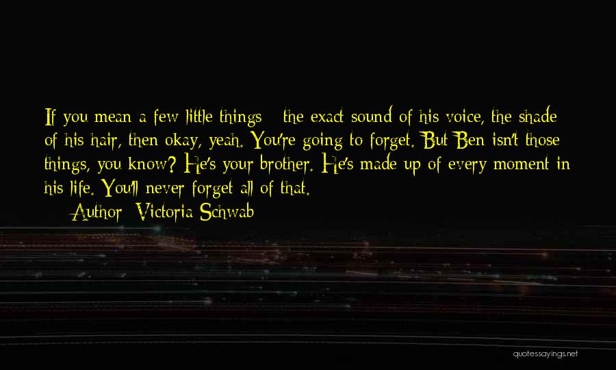 Victoria Schwab Quotes: If You Mean A Few Little Things - The Exact Sound Of His Voice, The Shade Of His Hair, Then