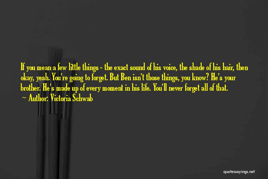 Victoria Schwab Quotes: If You Mean A Few Little Things - The Exact Sound Of His Voice, The Shade Of His Hair, Then