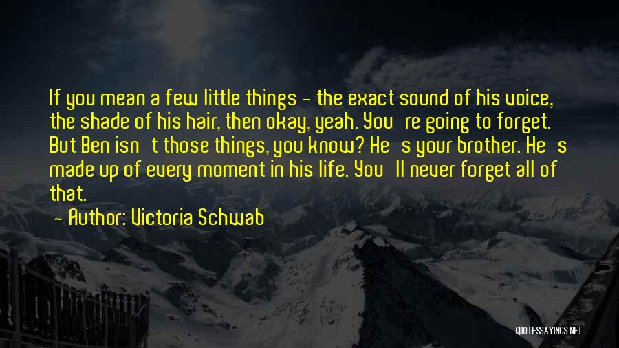 Victoria Schwab Quotes: If You Mean A Few Little Things - The Exact Sound Of His Voice, The Shade Of His Hair, Then
