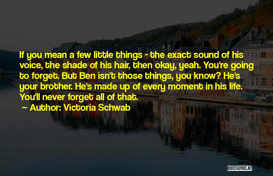 Victoria Schwab Quotes: If You Mean A Few Little Things - The Exact Sound Of His Voice, The Shade Of His Hair, Then