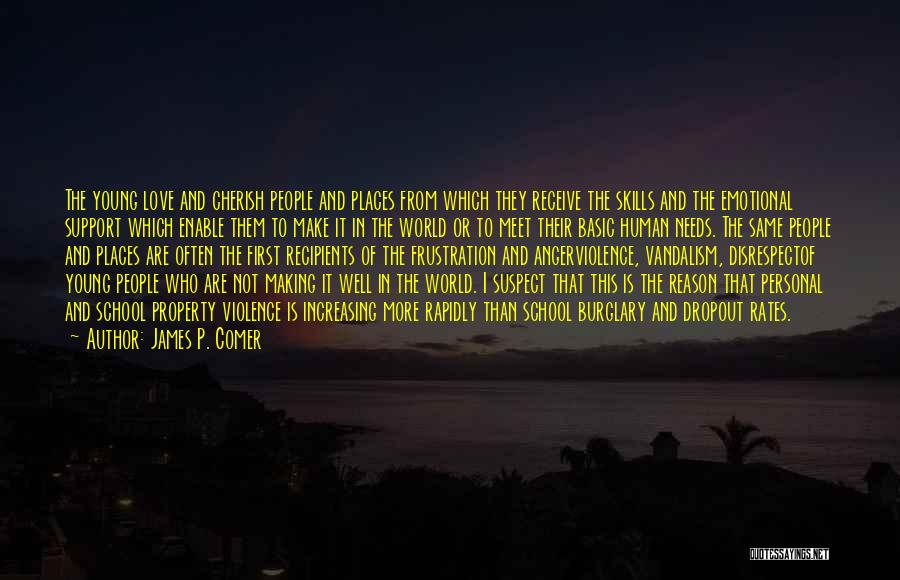 James P. Comer Quotes: The Young Love And Cherish People And Places From Which They Receive The Skills And The Emotional Support Which Enable