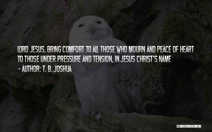 T. B. Joshua Quotes: Lord Jesus, Bring Comfort To All Those Who Mourn And Peace Of Heart To Those Under Pressure And Tension, In
