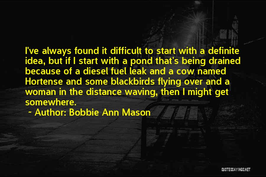 Bobbie Ann Mason Quotes: I've Always Found It Difficult To Start With A Definite Idea, But If I Start With A Pond That's Being