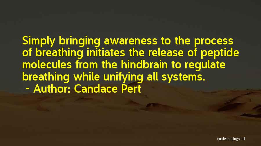 Candace Pert Quotes: Simply Bringing Awareness To The Process Of Breathing Initiates The Release Of Peptide Molecules From The Hindbrain To Regulate Breathing
