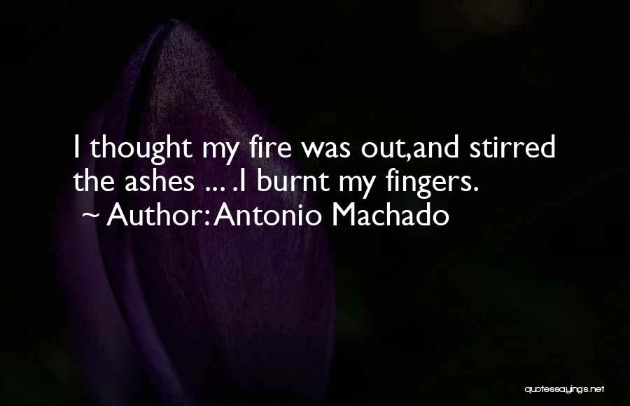 Antonio Machado Quotes: I Thought My Fire Was Out,and Stirred The Ashes ... .i Burnt My Fingers.