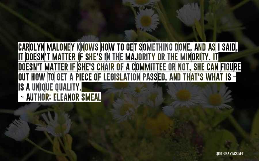 Eleanor Smeal Quotes: Carolyn Maloney Knows How To Get Something Done, And As I Said, It Doesn't Matter If She's In The Majority