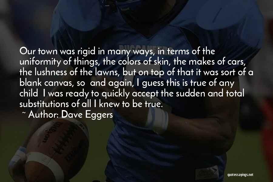 Dave Eggers Quotes: Our Town Was Rigid In Many Ways, In Terms Of The Uniformity Of Things, The Colors Of Skin, The Makes