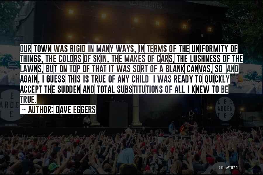 Dave Eggers Quotes: Our Town Was Rigid In Many Ways, In Terms Of The Uniformity Of Things, The Colors Of Skin, The Makes