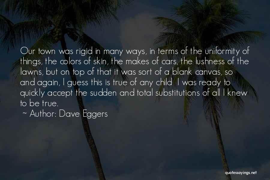 Dave Eggers Quotes: Our Town Was Rigid In Many Ways, In Terms Of The Uniformity Of Things, The Colors Of Skin, The Makes