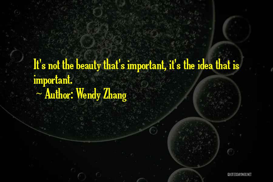 Wendy Zhang Quotes: It's Not The Beauty That's Important, It's The Idea That Is Important.