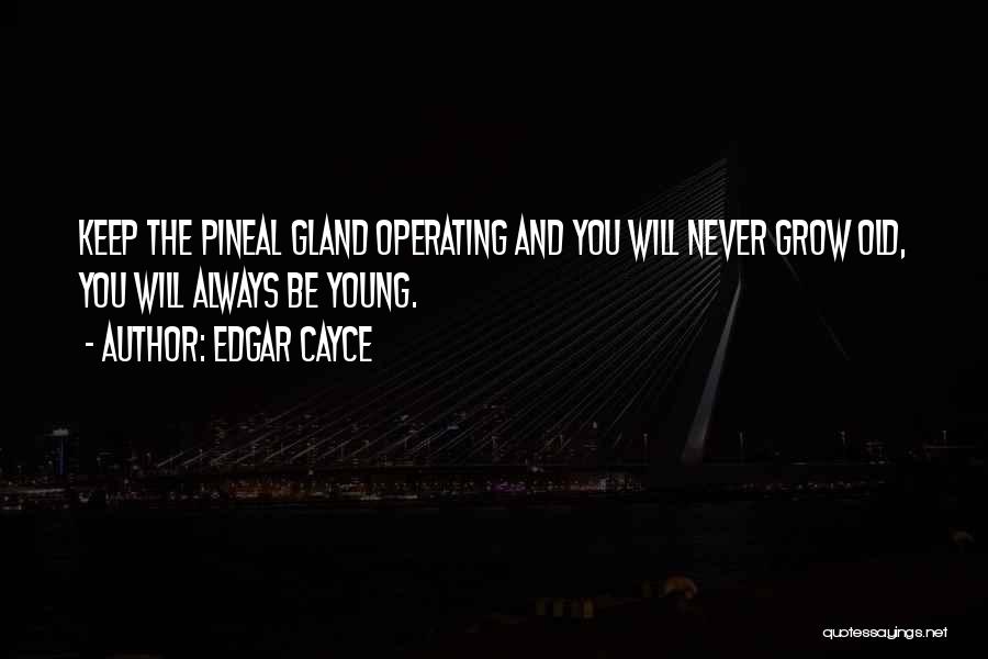 Edgar Cayce Quotes: Keep The Pineal Gland Operating And You Will Never Grow Old, You Will Always Be Young.