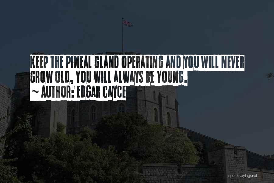 Edgar Cayce Quotes: Keep The Pineal Gland Operating And You Will Never Grow Old, You Will Always Be Young.