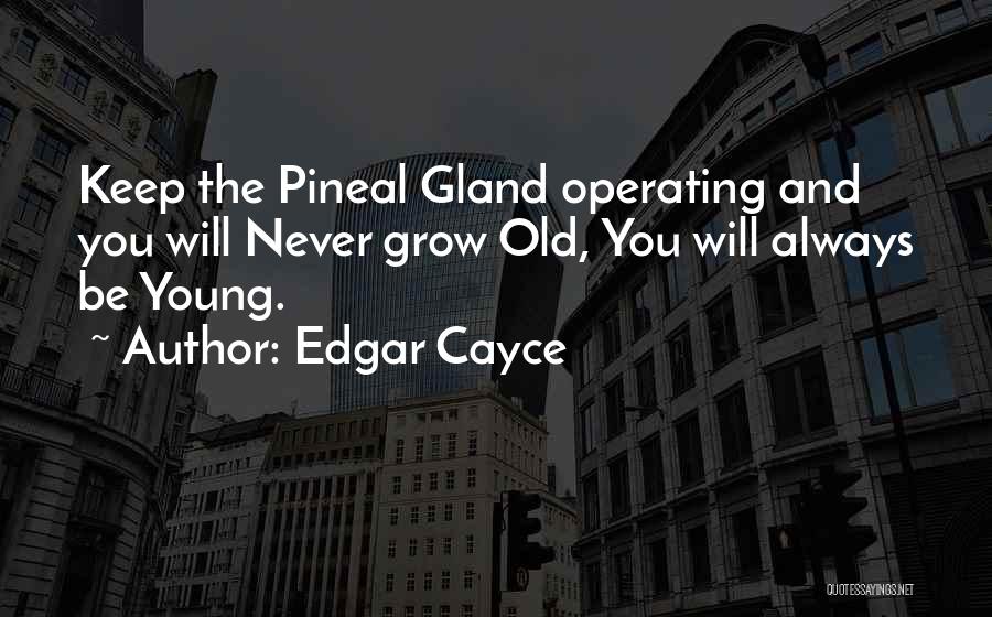 Edgar Cayce Quotes: Keep The Pineal Gland Operating And You Will Never Grow Old, You Will Always Be Young.