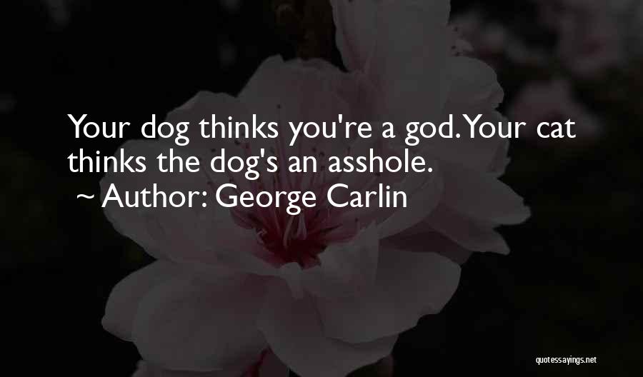George Carlin Quotes: Your Dog Thinks You're A God. Your Cat Thinks The Dog's An Asshole.