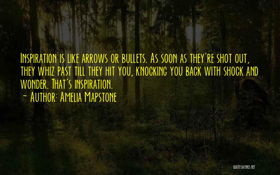 Amelia Mapstone Quotes: Inspiration Is Like Arrows Or Bullets. As Soon As They're Shot Out, They Whiz Past Till They Hit You, Knocking