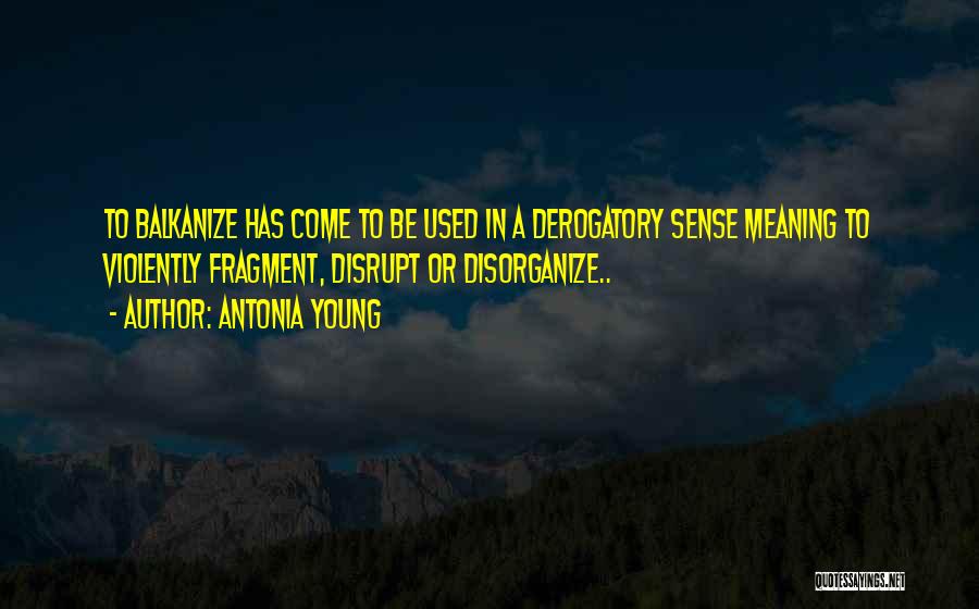 Antonia Young Quotes: To Balkanize Has Come To Be Used In A Derogatory Sense Meaning To Violently Fragment, Disrupt Or Disorganize..