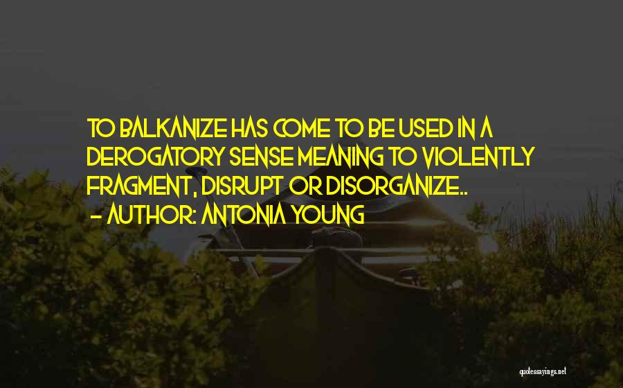 Antonia Young Quotes: To Balkanize Has Come To Be Used In A Derogatory Sense Meaning To Violently Fragment, Disrupt Or Disorganize..