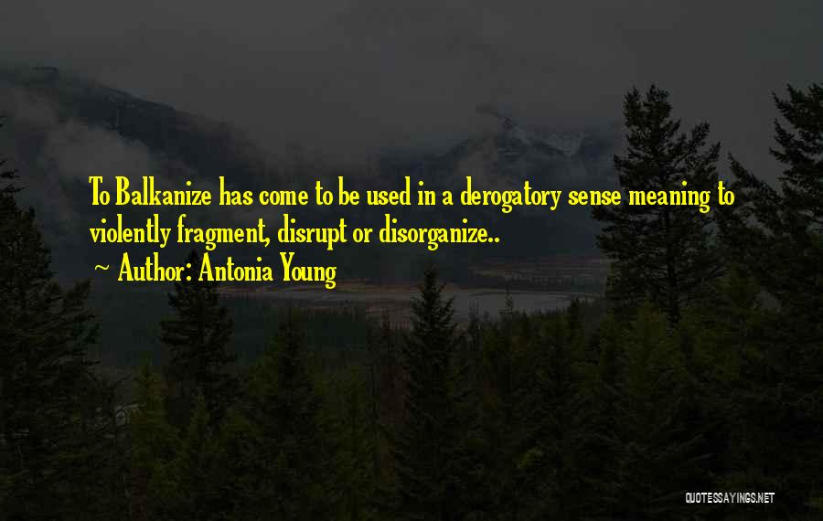 Antonia Young Quotes: To Balkanize Has Come To Be Used In A Derogatory Sense Meaning To Violently Fragment, Disrupt Or Disorganize..