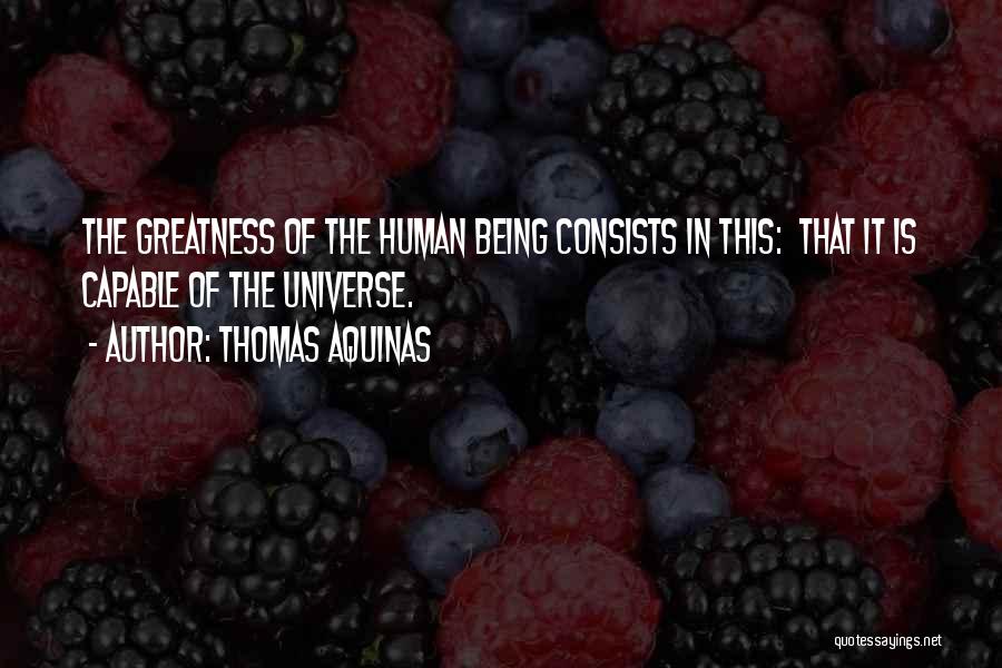 Thomas Aquinas Quotes: The Greatness Of The Human Being Consists In This: That It Is Capable Of The Universe.