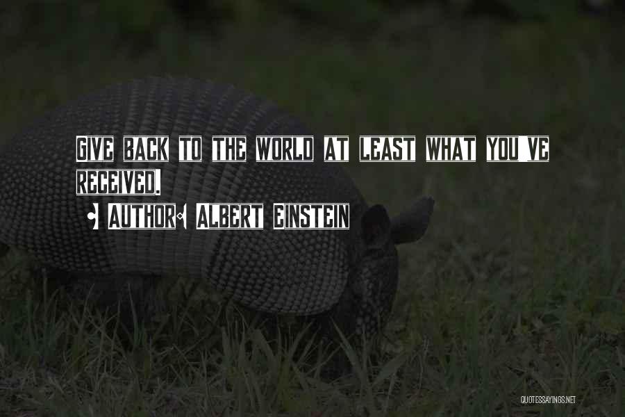 Albert Einstein Quotes: Give Back To The World At Least What You've Received.