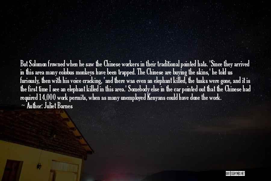 Juliet Barnes Quotes: But Solomon Frowned When He Saw The Chinese Workers In Their Traditional Pointed Hats. 'since They Arrived In This Area