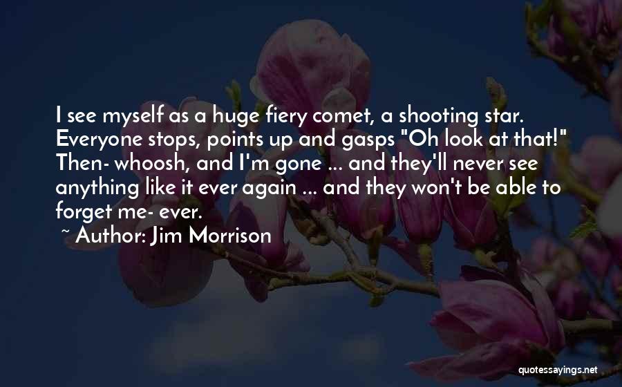 Jim Morrison Quotes: I See Myself As A Huge Fiery Comet, A Shooting Star. Everyone Stops, Points Up And Gasps Oh Look At