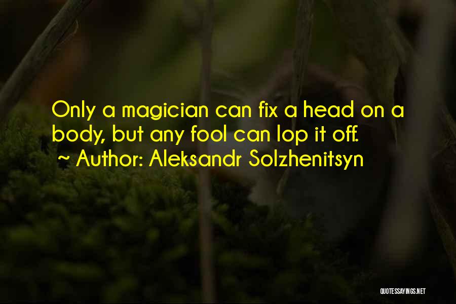 Aleksandr Solzhenitsyn Quotes: Only A Magician Can Fix A Head On A Body, But Any Fool Can Lop It Off.