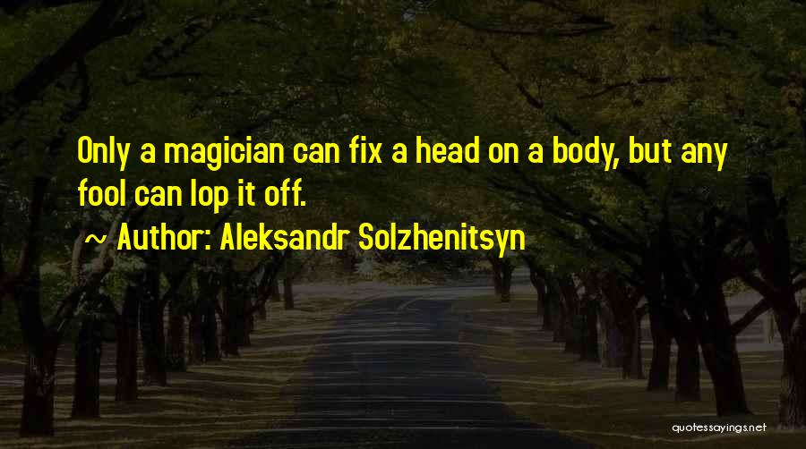 Aleksandr Solzhenitsyn Quotes: Only A Magician Can Fix A Head On A Body, But Any Fool Can Lop It Off.