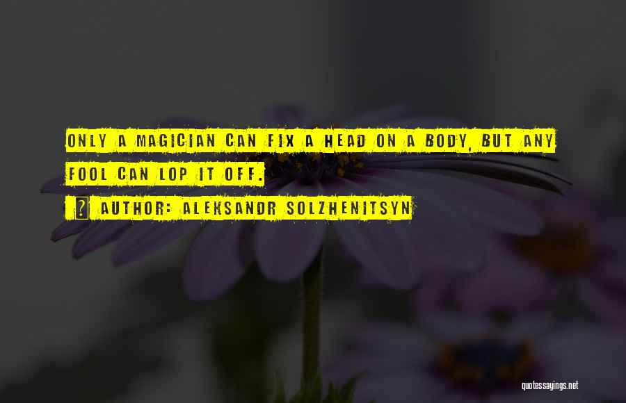 Aleksandr Solzhenitsyn Quotes: Only A Magician Can Fix A Head On A Body, But Any Fool Can Lop It Off.