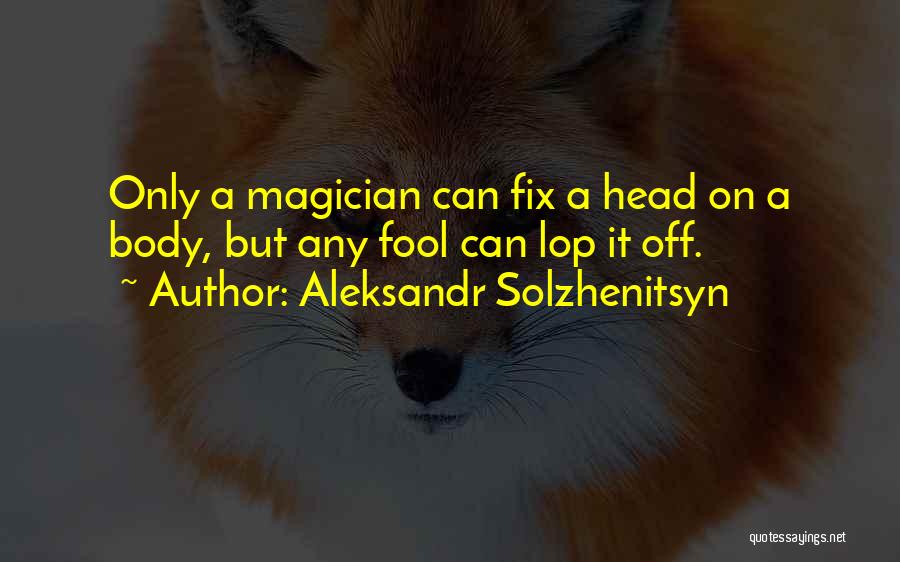 Aleksandr Solzhenitsyn Quotes: Only A Magician Can Fix A Head On A Body, But Any Fool Can Lop It Off.