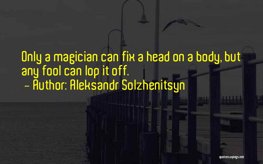 Aleksandr Solzhenitsyn Quotes: Only A Magician Can Fix A Head On A Body, But Any Fool Can Lop It Off.