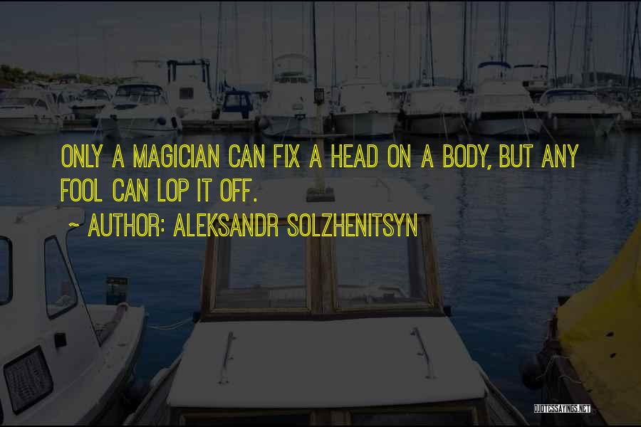 Aleksandr Solzhenitsyn Quotes: Only A Magician Can Fix A Head On A Body, But Any Fool Can Lop It Off.