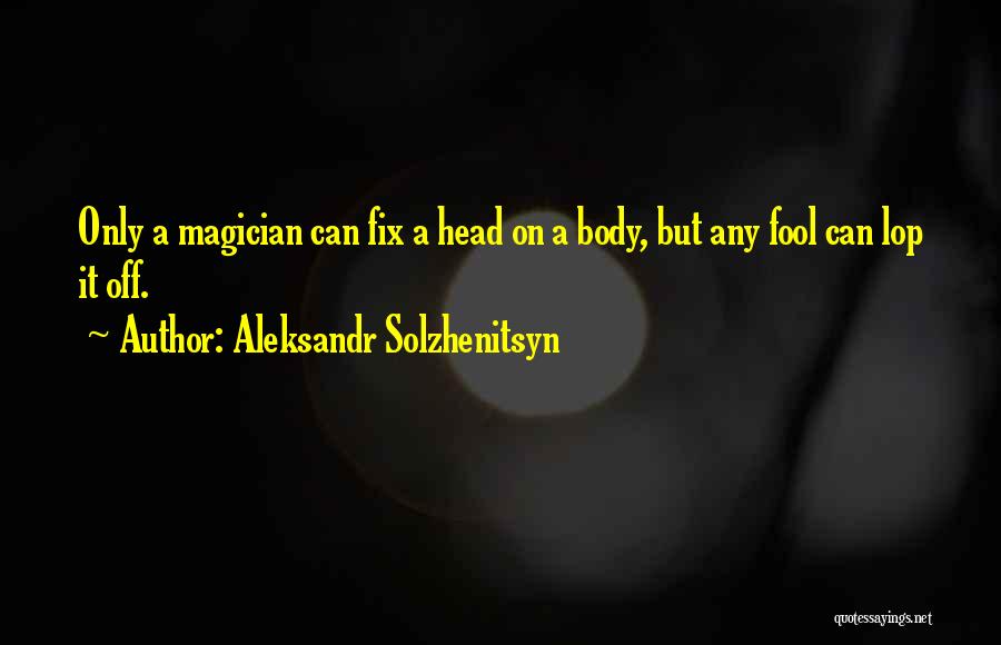 Aleksandr Solzhenitsyn Quotes: Only A Magician Can Fix A Head On A Body, But Any Fool Can Lop It Off.