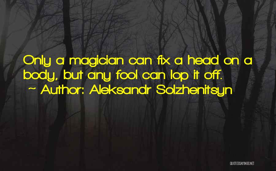 Aleksandr Solzhenitsyn Quotes: Only A Magician Can Fix A Head On A Body, But Any Fool Can Lop It Off.
