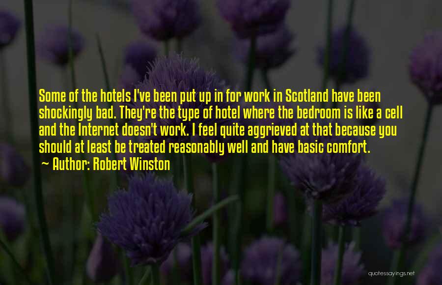 Robert Winston Quotes: Some Of The Hotels I've Been Put Up In For Work In Scotland Have Been Shockingly Bad. They're The Type
