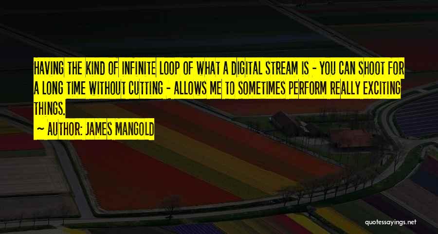 James Mangold Quotes: Having The Kind Of Infinite Loop Of What A Digital Stream Is - You Can Shoot For A Long Time
