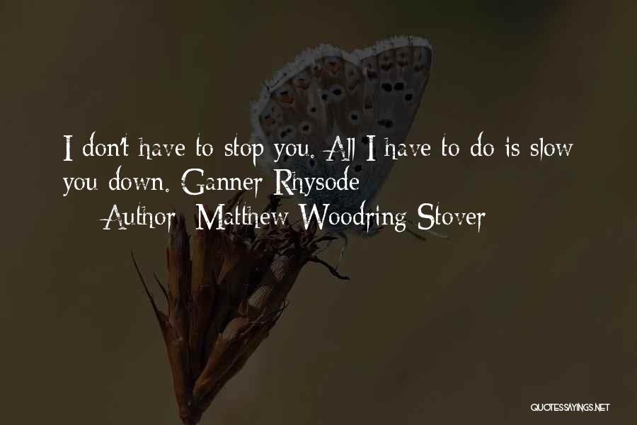 Matthew Woodring Stover Quotes: I Don't Have To Stop You. All I Have To Do Is Slow You Down.-ganner Rhysode