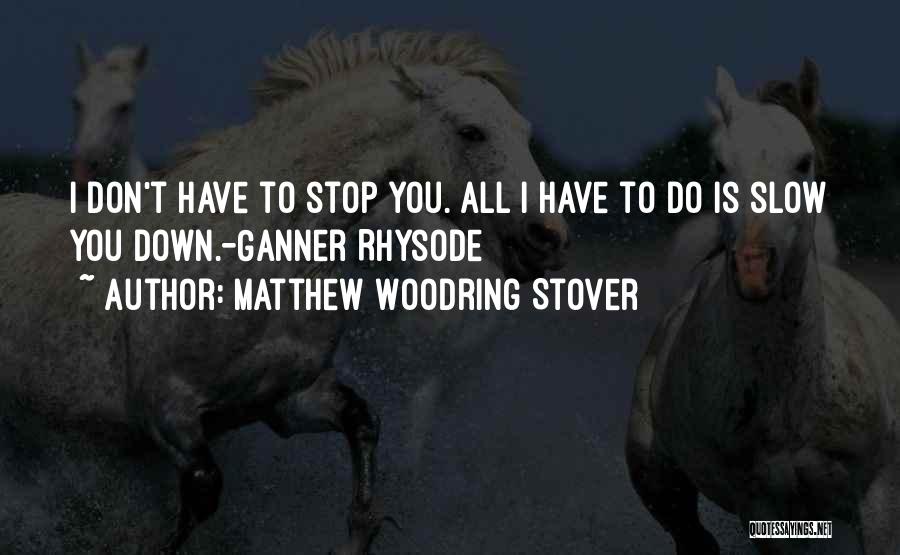 Matthew Woodring Stover Quotes: I Don't Have To Stop You. All I Have To Do Is Slow You Down.-ganner Rhysode