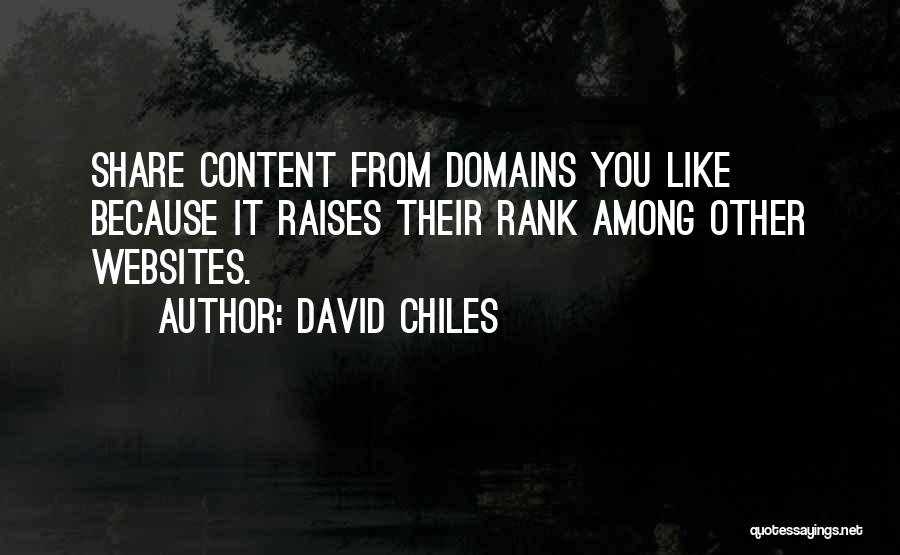 David Chiles Quotes: Share Content From Domains You Like Because It Raises Their Rank Among Other Websites.