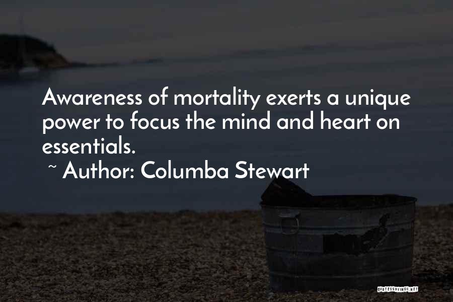 Columba Stewart Quotes: Awareness Of Mortality Exerts A Unique Power To Focus The Mind And Heart On Essentials.