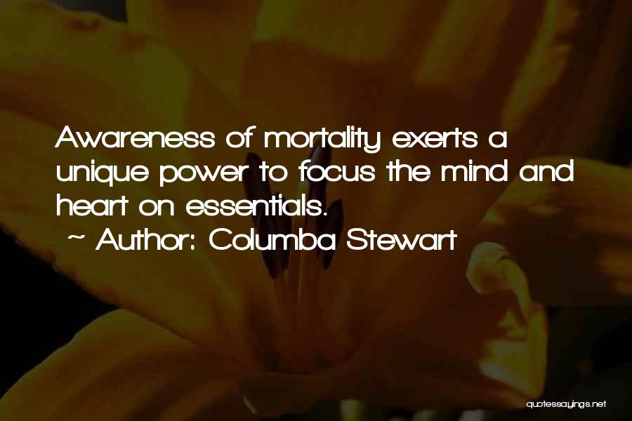 Columba Stewart Quotes: Awareness Of Mortality Exerts A Unique Power To Focus The Mind And Heart On Essentials.